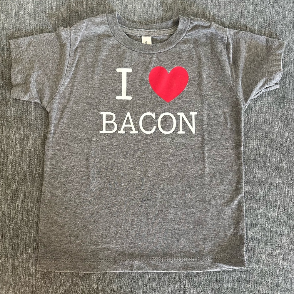 Gray 'I Love Bacon' Kids T-Shirt
